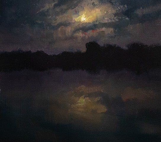 Devin Roberts Art Artist Nocturne Moon Impressionism 