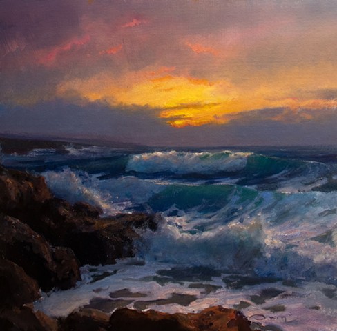 Devin Michael Roberts Art Paintings Artist Sunset Waves Hawaii 