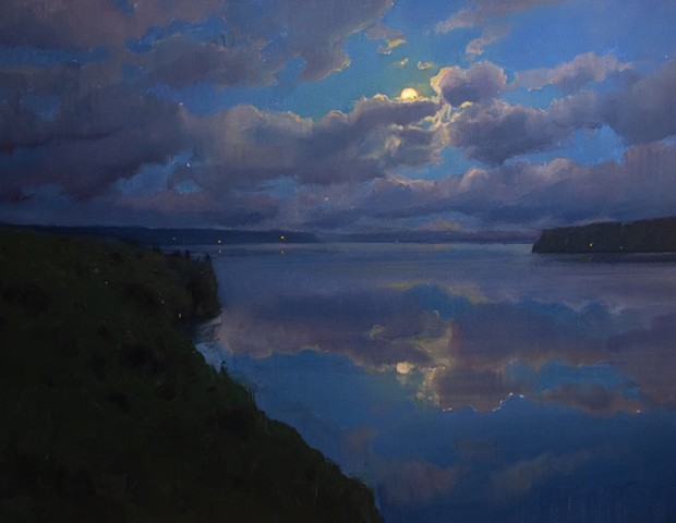 Devin Michael Roberts Artist Art Paintings Moon Nocturne Puget Sound 