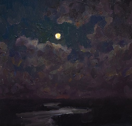 Devin Michael Roberts Paintings Landscape Art  moon nocturne impressionism 