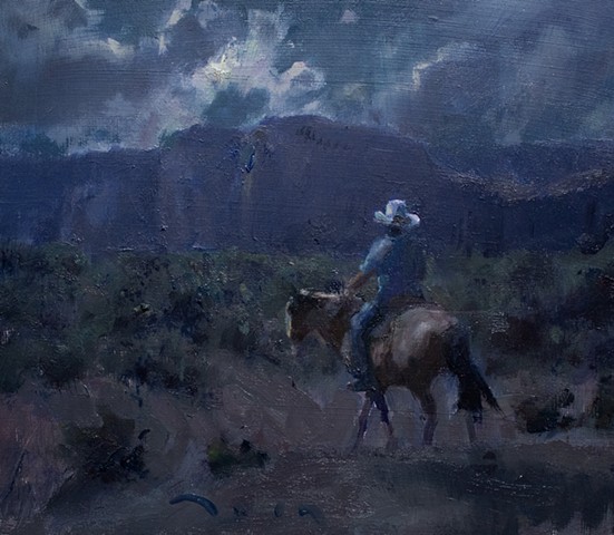 Devin Michael Roberts Art of the American West Cowboy and Western painting Moon 