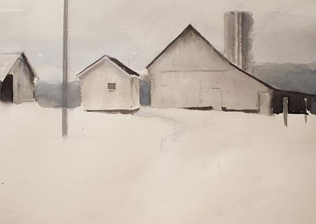 Devin Michael Roberts Landscape Painting Art Artwork Watercolor Winter