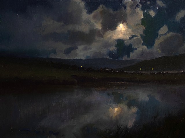 Devin Michael Roberts Art PaintingsFor Sale Nocturne Moon Realism