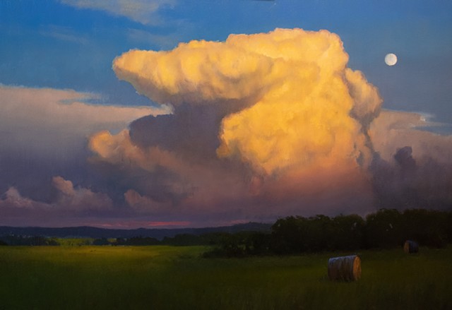 Devin Michael Roberts Art for sale painting clouds hay bale 