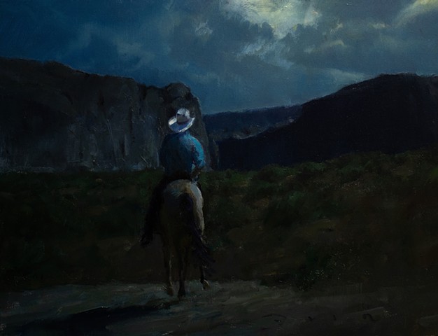 Devin Michael Roberts Cowboy Art Man on Horse American Western Art Landscape Painting