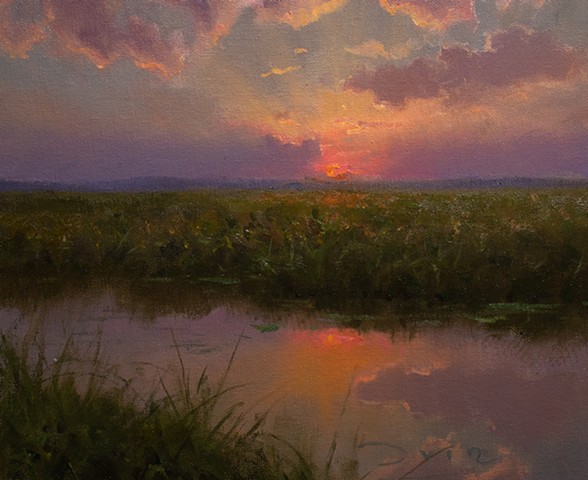 Devin Michael Roberts Landscape Oil Painting Art Artwork Sunset Realism Salt Marsh 