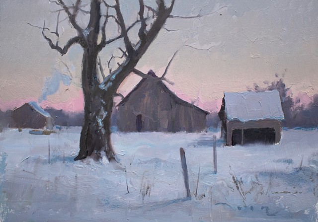 Devin Michael Roberts Snow Painting Oil Landscape Impressionism 