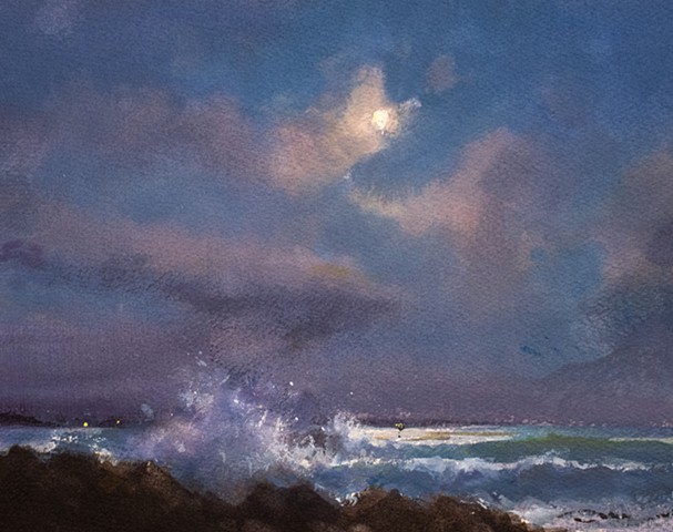 Devin Roberts Artwork Watercolor Gouache painting landscape Seascape 