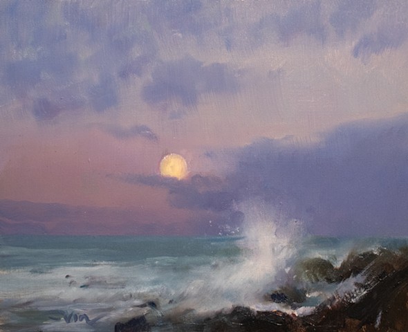 Devin Michael Roberts Artist Paintings Seascape Sunset Moon Nocturne landscape