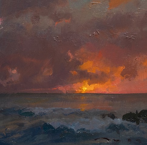 Devin Michael Roberts Impressionism Seascape Sunset Painting  Artwork
