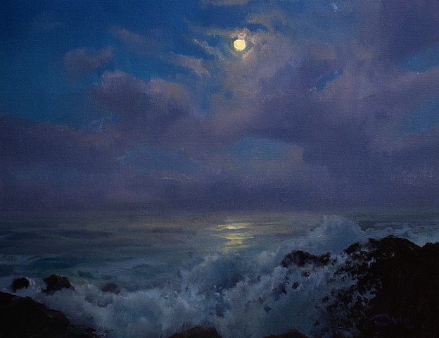 Devin Michael Roberts Landscape Painting Art Artwork Moon Nocturne