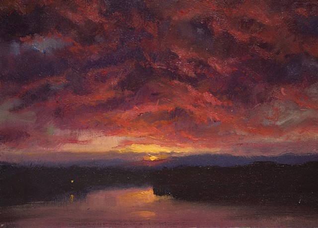 Devin Michael Roberts Art Painting Seascape  For Sale Sunset Hudson River School 