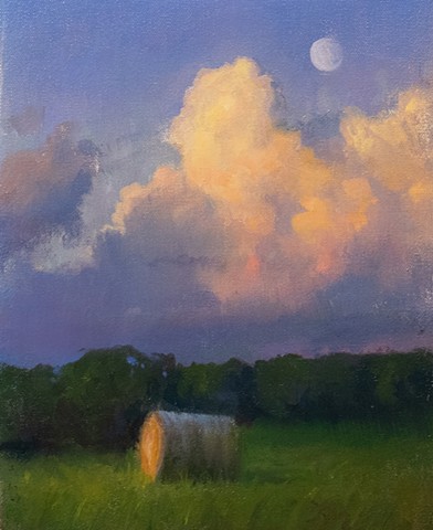 Devin Michael Roberts Art Artist Painting Hay Bale Sunset 