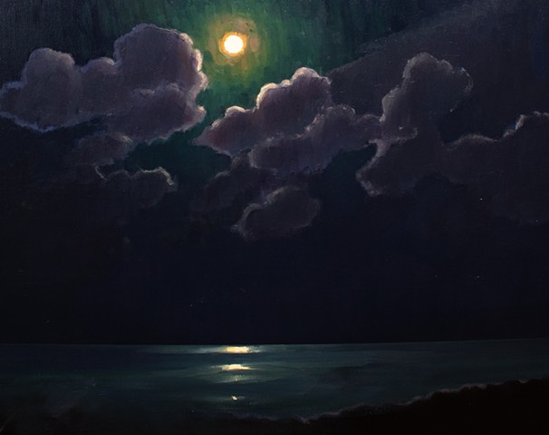 Devin Michael Roberts Nocturne Moon Painting Art For Sale Oil Painting 