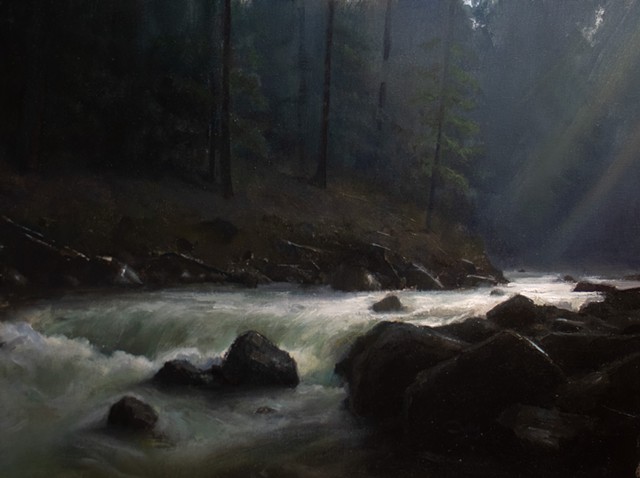 Devin Michael Roberts Art Paintings River Mountains Realism 