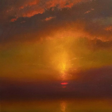 Devin Michael Roberts Landscape Painting Art Artwork Sunset Seascape 