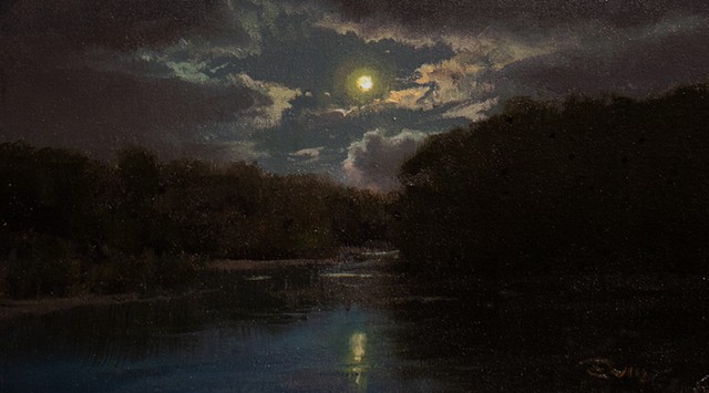 Devin Michael Roberts Oil Painting Nocturne Moon 