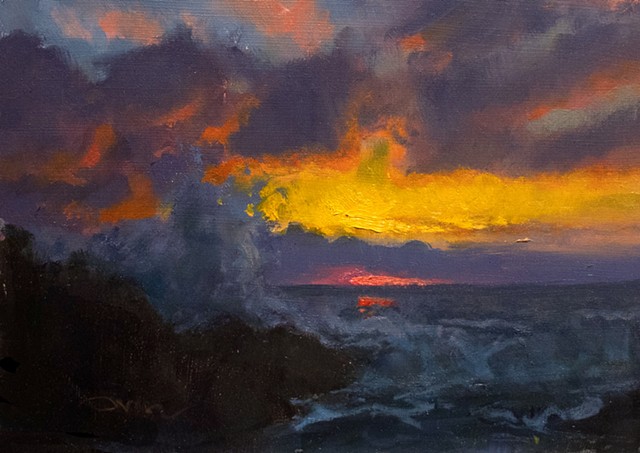 Devin Michael Roberts Art Sunset Painting Seascape waves for sale 