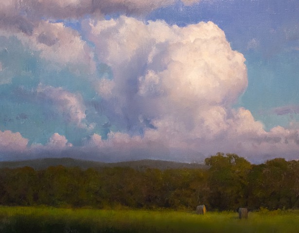 Towering Clouds above Farmland and Foothills
