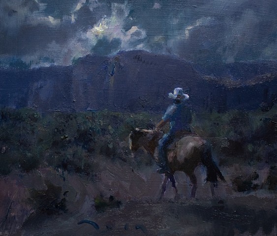 Devin Michael Roberts Art of the American West Cowboy and Western painting Moon 