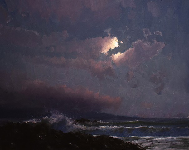 Devin Michael Roberts Artwork Nocturne Seascape Maui Hawaii Landscape Painting 