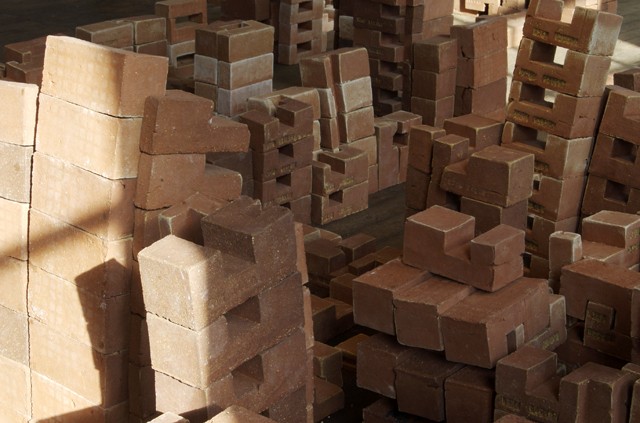 Converge is a two-part installation composed of 1123 modular bricks. 