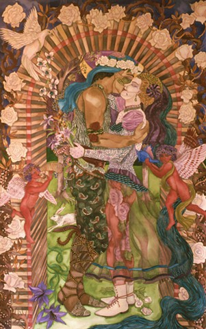 Donna Essig original watercolor painting dream myth wedding