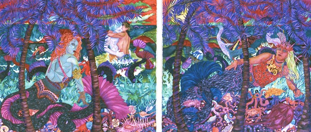 Donna Essig original watercolor painting goddesses mermaids