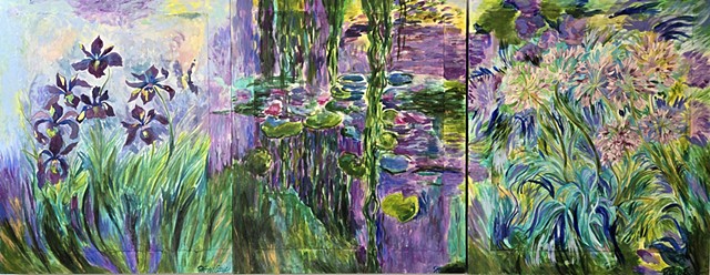 Donna Essig Watercolor Monet flowers iris water lilies agapanthus landscape Market Gallery Roanoke Virginia