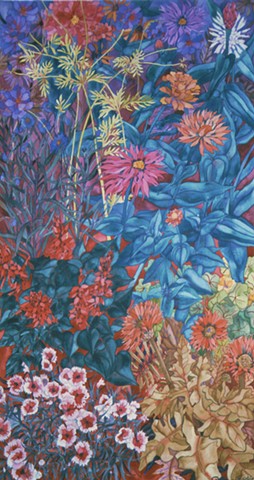 Donna Essig original watercolor painting landscape flowers summer garden