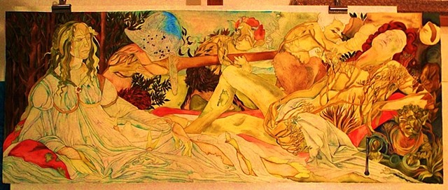Donna Essig watercolor Botticelli Mars and Venus