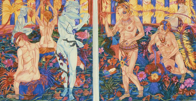 Donna Essig original watercolor painting dream myth bathers