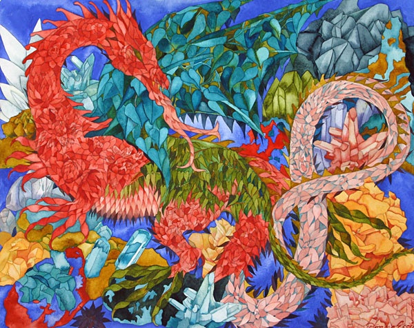 Donna Essig original watercolor painting dragon