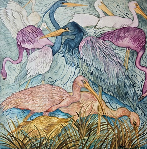 Donna Essig Watercolor Estuary Birds Market Gallery Roanoke Virginia