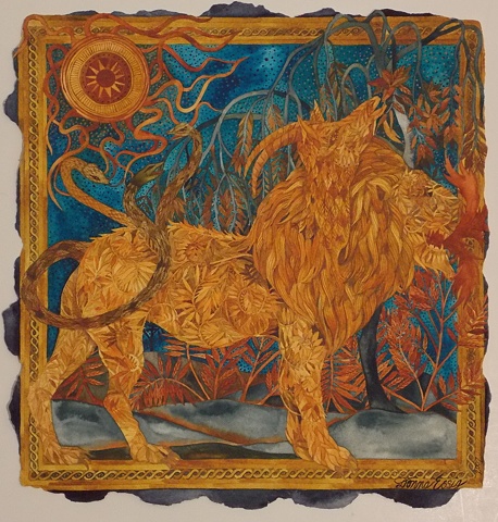 Donna Essig original watercolor painting mythological creatures Chimera