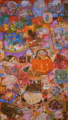 Donna Essig original watercolor painting cookies candies