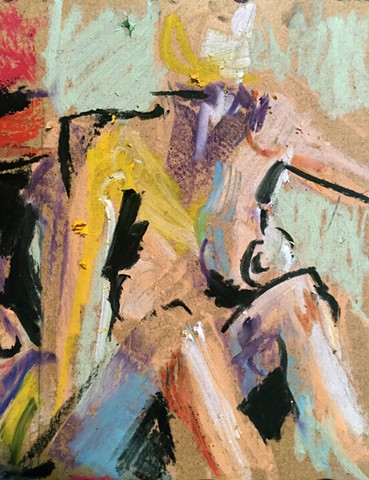 Vibrantly colored original figure study drawn from a live model. 