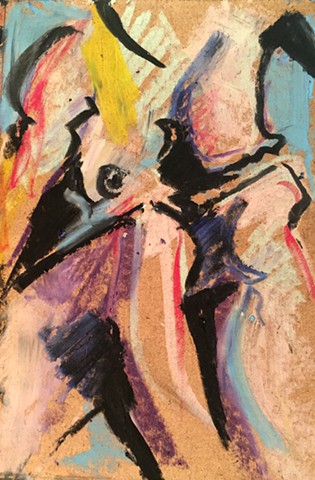 Vibrantly colored original figure study drawn from a live model. 