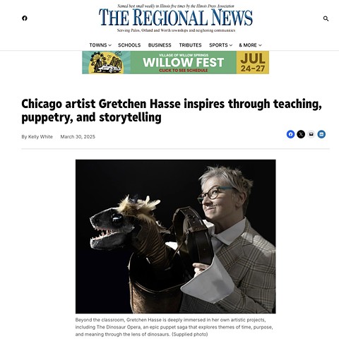 Chicago artist Gretchen Hasse inspires through teaching, puppetry, and storytelling - The Regional News, March 30, 2025
