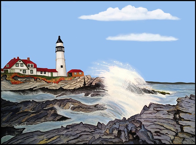 An image of a beautiful day at Portland Head Light in Maine