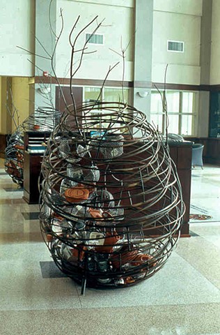 Hornet's nest steel sculpture for Police and Fire Training Academy -  Charlotte NC