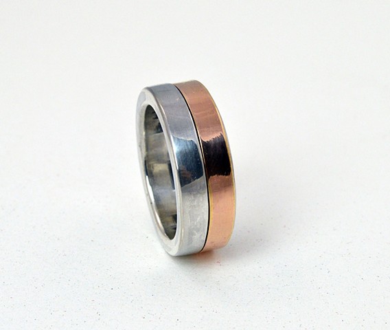 Wedding Band: Silver and rose gold