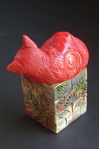 Red Cat on Box, view 2
SOLD