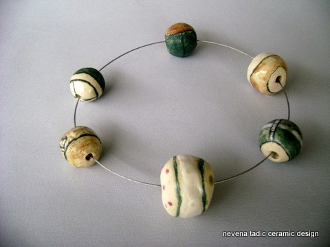 Necklace with porcelain beads