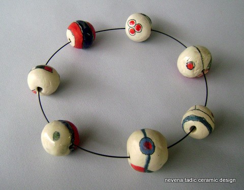 Necklace with porcelain beads