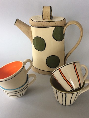 Teapot with large green dots