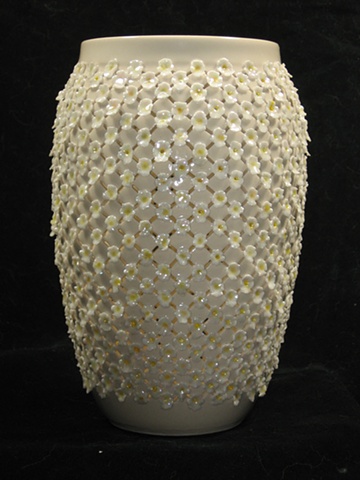 wheel thrown & hand cut porcelain- clear glaze