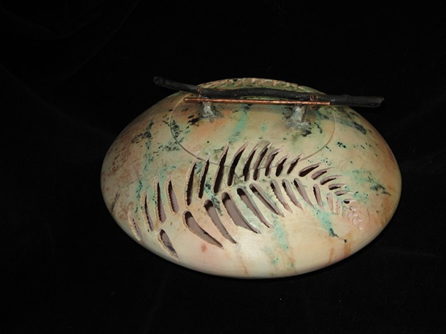 wheel thrown & hand cut porcelain- saggar fired