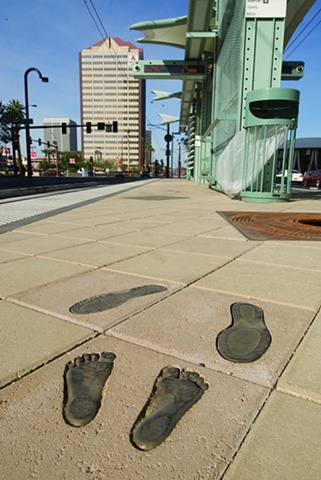 bronze footprints, Sayre/Osborn, 
Pheonix, AZ