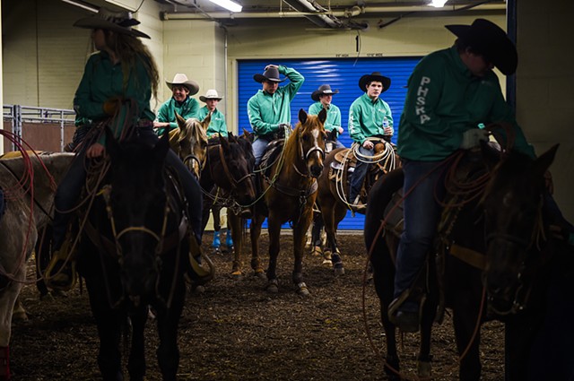 Pennsylvania High School Rodeo Association competitors await at the 2014 Pennsylvania Farm Show